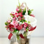 Koszyk wielkanocny duży, wiśniowo - biały z wyściółką nr 34