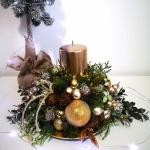 Stroik świąteczny zielono - złoty z nutą brązu nr 6 Stroik świąteczny zielono - złoty z nutą brązu nr 6