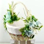 Koszyk wielkanocny duży, biało - miętowy z wyściółką nr 31