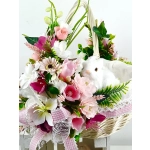 Koszyk wielkanocny duży, biało - różowy z wyściółką nr 39 Koszyk wielkanocny duży, biało - różowy z wyściółką nr 39