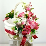 Koszyk wielkanocny duży, wiśniowo - biały z wyściółką nr 34