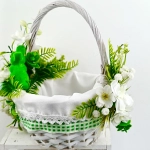 Koszyk wielkanocny mały, biało - zielony z wyściółką nr 26