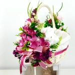 Koszyk wielkanocny duży, różowo - fuksjowy z wyściółką nr 32