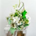 Koszyk wielkanocny mały, biało - zielony z wyściółką nr 26