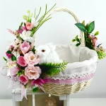 Koszyk wielkanocny duży, biało - różowy z wyściółką nr 39 Koszyk wielkanocny duży, biało - różowy z wyściółką nr 39