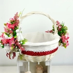 Koszyk wielkanocny duży, wiśniowo - biały z wyściółką nr 34