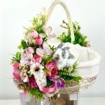 Koszyk wielkanocny duży, różowy z nutą fioletu z wyściółką nr 33