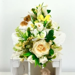 Koszyk wielkanocny mały, biało - żółty z wyściółką nr 36