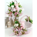 Koszyk wielkanocny mały, różowo - biały z wyściółką nr 29 Koszyk wielkanocny mały, różowo - biały z wyściółką nr 29