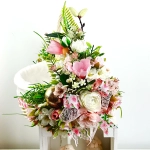 Koszyk wielkanocny duży, biało - różowy z wyściółką nr 25