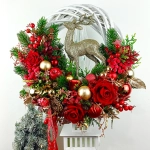 Wianek czerwono - złoty z reniferem nr 7 Wianek czerwono - złoty z reniferem nr 7