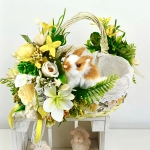 Koszyk wielkanocny mały, biało - żółty z wyściółką nr 36