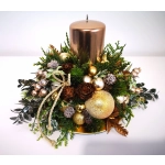 Stroik świąteczny zielono - złoty z nutą brązu nr 6 Stroik świąteczny zielono - złoty z nutą brązu nr 6