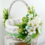 Koszyk wielkanocny mały, biało - zielony z wyściółką nr 26