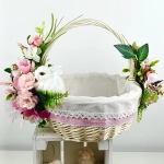 Koszyk wielkanocny duży, biało - różowy z wyściółką nr 39 Koszyk wielkanocny duży, biało - różowy z wyściółką nr 39