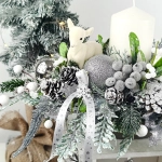 Stroik biało - srebrny z sarenką nr 54