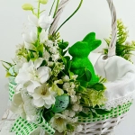 Koszyk wielkanocny mały, biało - zielony z wyściółką nr 26