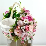 Koszyk wielkanocny duży, biało - różowy z wyściółką nr 37