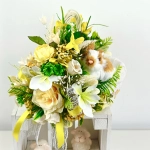 Koszyk wielkanocny mały, biało - żółty z wyściółką nr 36