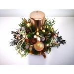 Stroik świąteczny zielono - złoty z nutą brązu nr 6 Stroik świąteczny zielono - złoty z nutą brązu nr 6