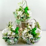 Koszyk wielkanocny mały, biało - zielony z wyściółką nr 26