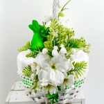 Koszyk wielkanocny mały, biało - zielony z wyściółką nr 26