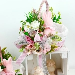 Koszyk wielkanocny mały, różowo - biały z wyściółką nr 29 Koszyk wielkanocny mały, różowo - biały z wyściółką nr 29