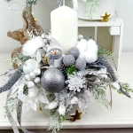 Stroik biało - srebrny z bałwankiem nr 59 Stroik biało - srebrny z bałwankiem nr 59