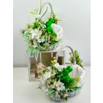 Koszyk wielkanocny mały, biało - zielony z wyściółką nr 26