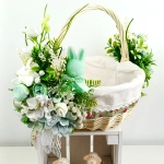 Koszyk wielkanocny duży, biało - miętowy z wyściółką nr 31