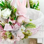 Koszyk wielkanocny mały, różowo - biały z wyściółką nr 29 Koszyk wielkanocny mały, różowo - biały z wyściółką nr 29