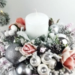 Stroik okrągły, biało - srebrny z nutą różu 42 Stroik okrągły, biało - srebrny z nutą różu 42