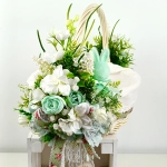 Koszyk wielkanocny duży, biało - miętowy z wyściółką nr 31