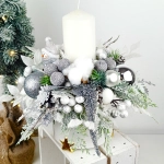 Stroik biało - srebrny z bałwankiem nr 59 Stroik biało - srebrny z bałwankiem nr 59