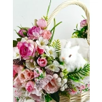 Koszyk wielkanocny duży, biało - różowy z wyściółką nr 37