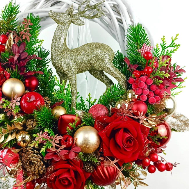 Wianek czerwono - złoty z reniferem nr 7 Wianek czerwono - złoty z reniferem nr 7