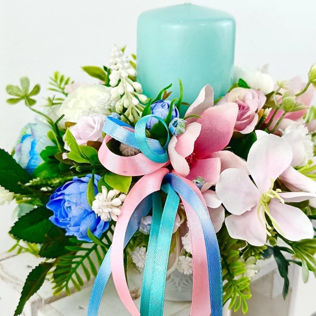 Stroik kwiatowy ze świeczką nr 14