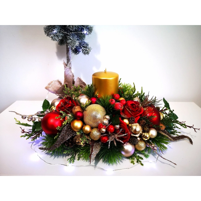 Stroik świąteczny złoto - czerwony z nutą brązu nr 2