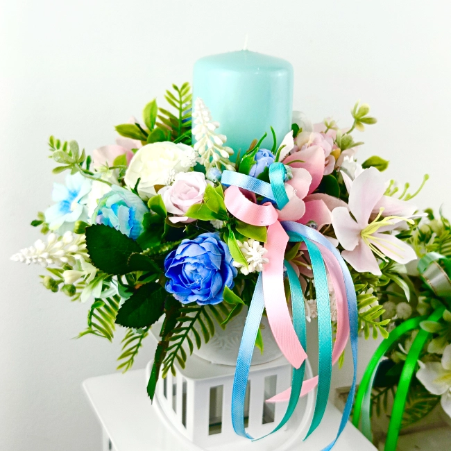 Stroik kwiatowy ze świeczką nr 14