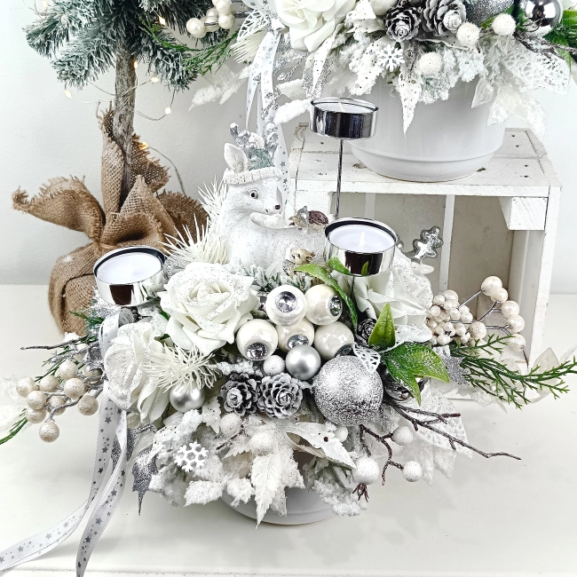 Stroik z jelonkiem biało - srebrny nr 53