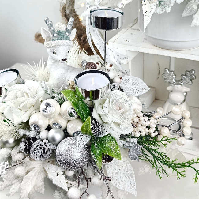 Stroik z jelonkiem biało - srebrny nr 53