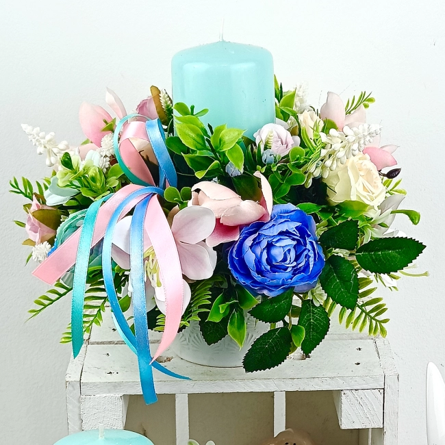 Stroik kwiatowy ze świeczką nr 15