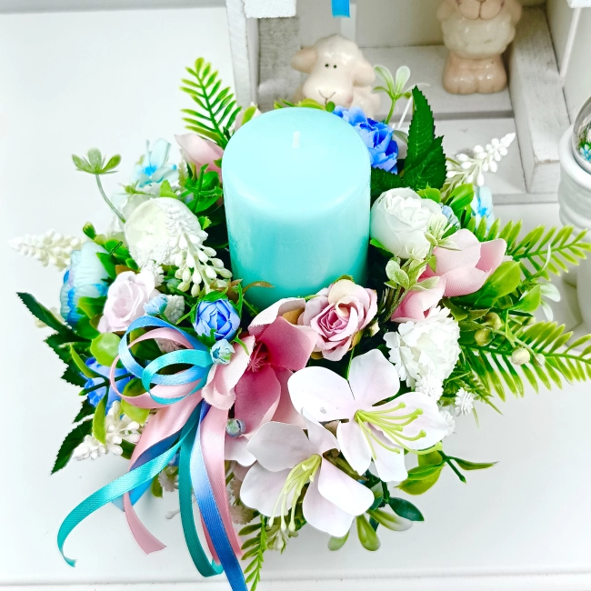 Stroik kwiatowy ze świeczką nr 14