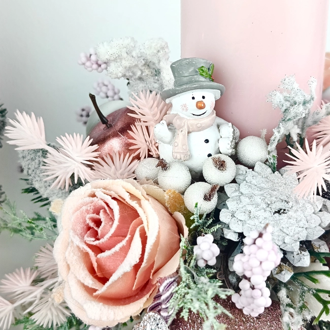 Stroik okrągły, różowo - srebrny nr 56