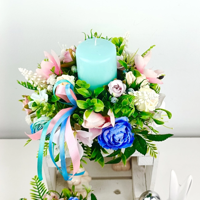 Stroik kwiatowy ze świeczką nr 15