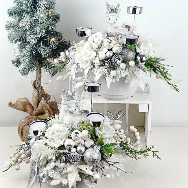 Stroik z jelonkiem biało - srebrny nr 53