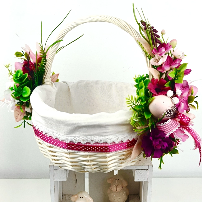 Koszyk wielkanocny duży, różowo - fuksjowy z wyściółką nr 32