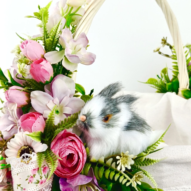 Koszyk wielkanocny duży, różowy z nutą fioletu z wyściółką nr 33