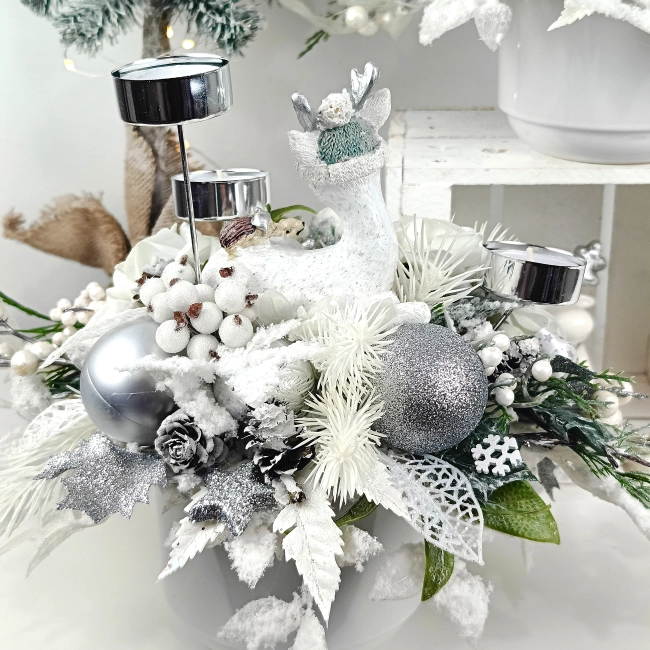 Stroik z jelonkiem biało - srebrny nr 53