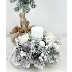 Stroik okrągły, biało - srebrny nr 41